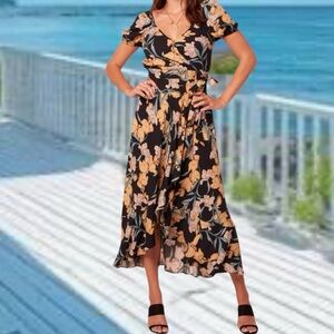 Band of the Free XS floral faux wrap maxi dress